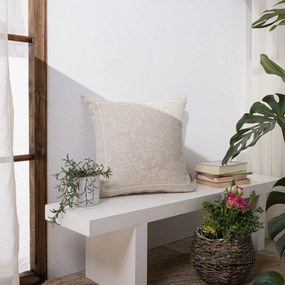 Μαξιλάρι Διακοσμητικό (Με Γέμιση) Peony 01 Beige Teoran 45X45 Βαμβάκι-Πολυέστερ