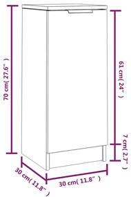 Ντουλάπια 2 τεμ. Καπνιστή δρυς 30x30x70 εκ. Επεξεργασμένο Ξύλο - Καφέ