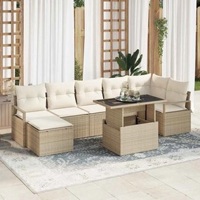 vidaXL Σετ Καναπέ Κήπου με μαξιλάρι 8 pcs μπεζ και κρεμ