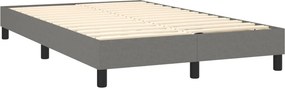 vidaXL Κρεβάτι Boxspring με Στρώμα &amp; LED Σκ.Γκρι 120x190εκ. Υφασμάτινο