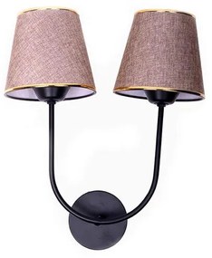 2-light wall lamp Miko E27 beige-gold metal 21x13x41cm 21x13x41 εκ.