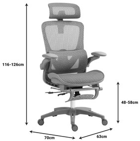 Καρέκλα γραφείου εργασίας Zenyk pakoworld mesh σε grey  απόχρωση 63x70x126εκ