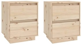 vidaXL Κομοδίνα 2 τεμ. 40 x 35 x 50 εκ. από Μασίφ Ξύλο Πεύκου