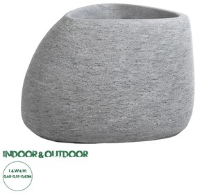 20794 GloboStar® Artificial Garden OXFORD 20794 Επιδαπέδιο Πολυεστερικό Τσιμεντένιο Κασπώ Γλάστρα - Flower Pot Γκρι Μ60 x Π55 x Υ43cm