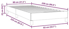 Κρεβάτι Boxspring χωρίς Στρώμα Σκούρο Γκρι 80x220 εκ. Βελούδινο - Γκρι