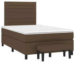 vidaXL Κρεβάτι Boxspring με Στρώμα Σκούρο Καφέ 120x190 εκ Υφασμάτινο