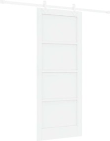 vidaXL Συρόμενη Πόρτα Λευκό 83 x 202 εκ. Μασίφ Ξύλο Πεύκου