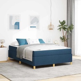 vidaXL Κρεβάτι με ελατήρια Μπλε και άσπρο 140 x 190 cm ύφασμα