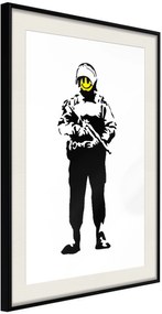 Αφίσα - Banksy: Smiling Copper - 30x45 - Μαύρο - Με πασπαρτού