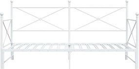 vidaXL Κρεβάτι ημέρας με καρότσα χωρίς στρώμα Λευκό 100x190 cm Ατσάλι