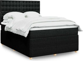 vidaXL Κρεβάτι Boxspring με Στρώμα Μαύρο 140x190 εκ. Υφασμάτινο