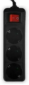LAMTECH POWER STRIP WITH SWITCH 3 OUTLETS BLACK