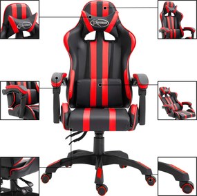 vidaXL Καρέκλα Gaming Κόκκινη από Συνθετικό Δέρμα