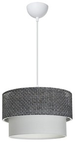 GloboStar® SISSIE 203-0139 Μοντέρνο Κρεμαστό Φωτιστικό Καπέλο Μονόφωτο 1 x E27 IP20 Μαύρο & Λευκό Ύφασμα - Μ30 x Π30 x Υ93cm