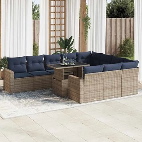 vidaXL Σαλόνι Κήπου Σετ 11 Τεμαχίων Μαύρο Συνθετικό Ρατάν με Μαξιλάρια
