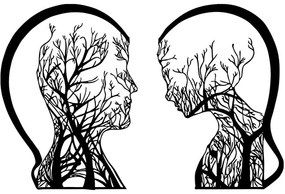 Διακοσμητικό Τοίχου Tree Man And Woman (Σετ 2Τμχ) 899SKL2393 52x70/47x70cm Black Wallity Μέταλλο