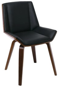 Ε7511,1 NUMAN Καρέκλα Tραπεζαρίας Καρυδί, PU Μαύρο  52x53x80cm Καρυδί/Μαύρο,  Ξύλο/PVC - PU, , 1 Τεμάχιο