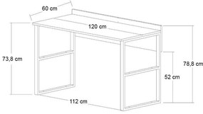 Γραφείο εργασίας Rana Megapap χρώμα καρυδί - μαύρο 120x60x78,8εκ.