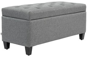 HOMCOM Πολυθρόνα, Πολυθρόνα με αποθηκευτικό χώρο, πολυεστέρας τύπου λινάτσας, Ξύλο καουτσούκ, 100 x 40 x 44 cm, Ανοιχτό γκρι