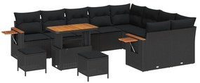 Σετ Καναπέ Κήπου με μαξιλάρι 12 pcs Μαύρο
