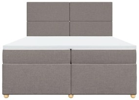 Κρεβάτι Boxspring με Στρώμα Taupe 200x200 εκ. Υφασμάτινο - Μπεζ-Γκρι