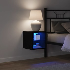 vidaXL LED TV Cabinet Μαύρη Δρυς 30x28,5x30 εκ Μηχανικής Ξυλείας