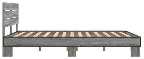 vidaXL Πλαίσιο Κρεβατιού Γκρι Sonoma 140x190 εκ. Επεξ. Ξύλο &amp; Μέταλλο