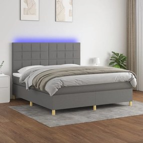 ΚΡΕΒΑΤΙ BOXSPRING ΜΕ ΣΤΡΩΜΑ &amp; LED ΣΚ.ΓΚΡΙ 180X200 ΕΚ ΥΦΑΣΜΑΤΙΝΟ 3135454