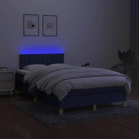 vidaXL Κρεβάτι Boxspring με Στρώμα &amp; LED Μπλε 120x190εκ. Υφασμάτινο
