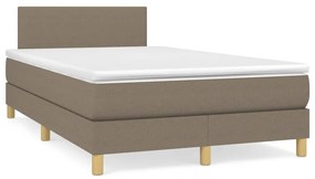 vidaXL Κρεβάτι Boxspring με Στρώμα & LED Taupe 120x190 εκ. Υφασμάτινο