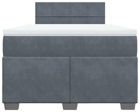 vidaXL Κρεβάτι Boxspring με Στρώμα Σκούρο Γκρι 120x200 εκ. Βελούδινο