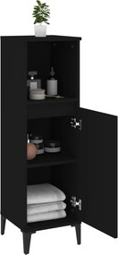 vidaXL Ντουλάπι Μπάνιου Μαύρο 30x30x100 εκ. Επεξεργασμένο Ξύλο