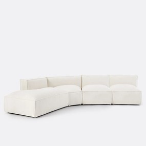 Γωνιακός αριστερός καναπές με μπουκλέ ταπετσαρία, Seven