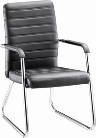 COLLET Πολυθρόνα Γραφείου Επισκέπτη Μέταλλο Χρώμιο, Pu Μαύρο   4τμχ