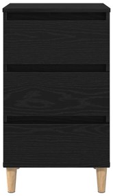 vidaXL Κομοδίνο με Ξύλινο Πόδι Μαύρη Δρυς 40x35x69 εκ
