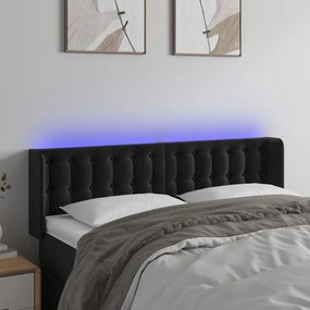 Κεφαλάρι Κρεβατιού LED Μαύρο 147x16x78/88 εκ. Βελούδινο - Μαύρο
