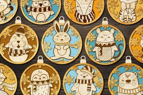 Σετ των 3 Intra απο ξύλο plywood 3mm-4mm πάχος ΧΡΙΣΤΟΥΓΕΝΝΙΑΤΙΚΑ ΣΤΟΛΙΔΙΑ Χριστουγεννιάτικο παιχνιδιών Δίασταση 4x4 cm INTRAFABR-46722403