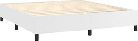 vidaXL Κρεβάτι Boxspring με Στρώμα Λευκό 160x200εκ.από Συνθετικό Δέρμα