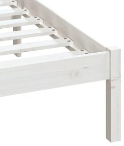 vidaXL Πλαίσιο Κρεβατιού Λευκό 135x190 εκ. από Μασίφ Ξύλο Double