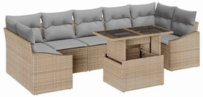 vidaXL Σετ Καναπέ Κήπου με αποθήκευση 8 pcs Μπεζ Πολυ ράταν