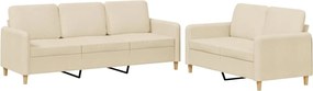 vidaXL Πολυθρόνες Σετ 2 Τεμαχίων Κρεμ από Ύφασμα με Μαξιλάρια