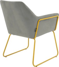 Πολυθρόνα Mira pakoworld βελούδο γκρι-χρυσό 65x69x86εκ