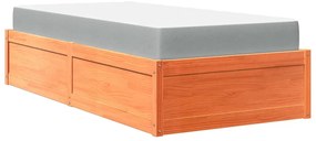 vidaXL Κρεβάτι με Στρώμα Καφέ Κεριού 90x200 εκ Μασίφ Ξύλο Πεύκου