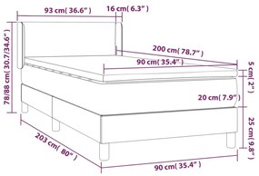 Κρεβάτι Boxspring με Στρώμα Μπλε 90x200 εκ.Υφασμάτινο - Μπλε