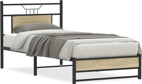 vidaXL Πλαίσιο Κρεβ. Χωρ. Στρώμα Sonoma Δρυς 90 x 190 εκ. Επεξ. Ξύλο