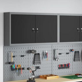 vidaXL Ντουλάπα Εργαλείων Τοίχου Μαύρη 100x20x55 εκ Ατσάλι