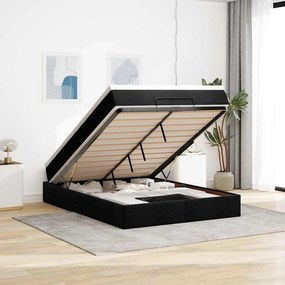 vidaXL Οθωμανικό κρεβάτι με στρώμα Μαύρο 140x200cm Ύφασμα