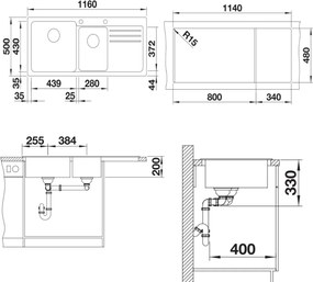 Blanco Naya 8 S - Νεροχύτης Κουζίνας Γρανίτη 116x50 - White