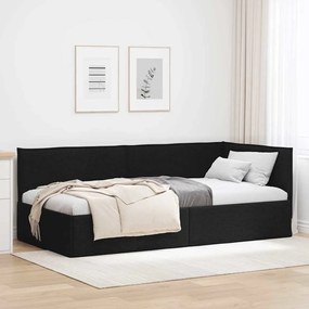 vidaXL Κρεβάτι Γωνίας με κεφαλάρι Μαύρο 90 x 200 cm ύφασμα