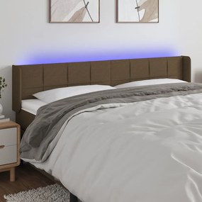 vidaXL Κεφαλάρι Κρεβατιού LED Σκούρο Καφέ 203x16x78/88 εκ. Υφασμάτινο